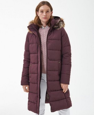 Burgundy Women Barbour Grayling Quilted Jacket | US-5217BIQPS