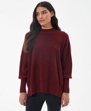 Burgundy Women Barbour International Benson Knitted Sweater | US-4962QCXAW