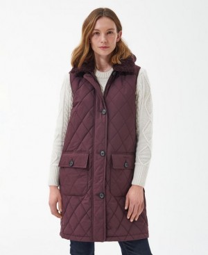 Burgundy Women Barbour Zander Vest | US-1579QCMAO