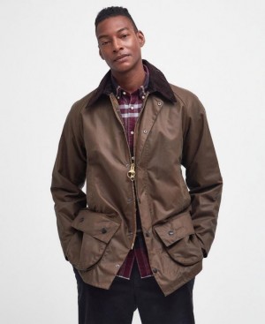 Chocolate Men Barbour Beaufort Waxed Jacket | US-2190EOASQ