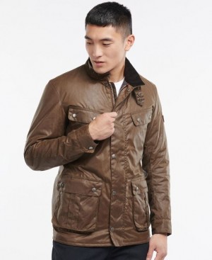 Chocolate Men Barbour International Tourer Duke Waxed Jacket | US-0632YHFWC