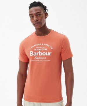 Coral Men Barbour Brairton T-Shirts | US-0743JCDAX