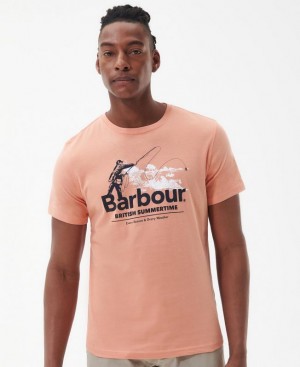 Coral Men Barbour Cast T-Shirts | US-1702VWAUK