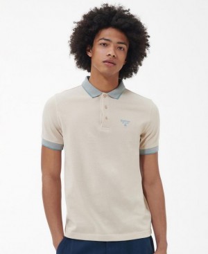 Cream Men Barbour Beacon Moorland Polo Shirt | US-3097CYBAH