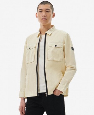 Cream Men Barbour International Cloud Overshirt | US-0163KEIAC