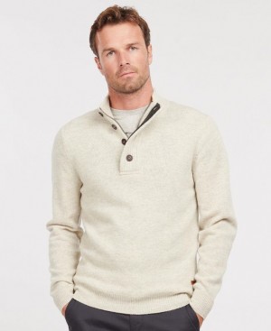 Cream Men Barbour Patch Half Zip Sweater | US-6249CMRUX