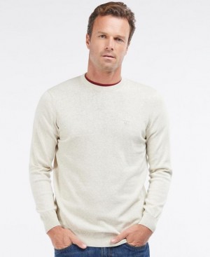 Cream Men Barbour Pima Cotton Crew Neck Sweater | US-1276FJLVA