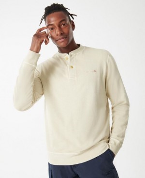 Cream Men Barbour Westwick Henley Sweatshirt | US-3692BSNLP