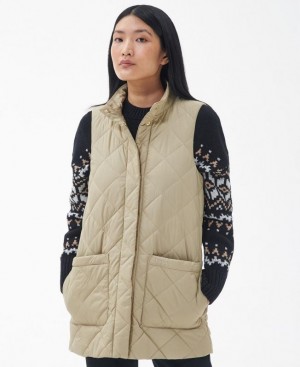 Cream Women Barbour Cosmia Liner Vest | US-4907WOMVH