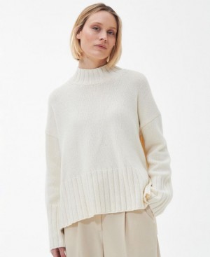 Cream Women Barbour Winona Knitted Sweater | US-3957XUBMA