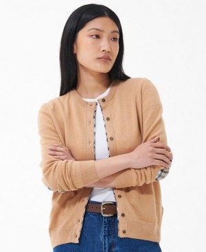 Dark Beige Women Barbour Pendle Cardigan | US-6097FPALO