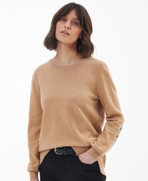 Dark Beige Women Barbour Pendle Knitted Sweater | US-5347KSILG