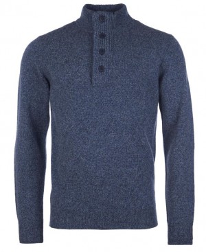 Dark Blue Men Barbour Essential Patch Half Zip Sweater | US-7016FOKDN