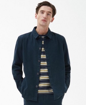 Dark Blue Men Barbour Fullfort Regular Fit Overshirt | US-8497CVUJR