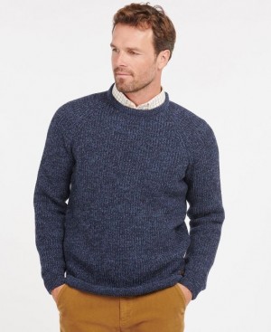 Dark Blue Men Barbour Horseford Crew Neck Sweater | US-1935WKRPB