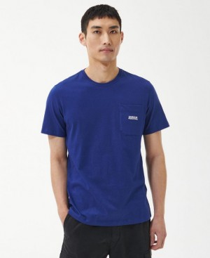 Dark Blue Men Barbour International Radok Pocket T-Shirts | US-5174NUCAE