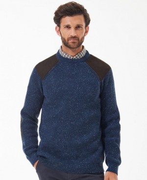 Dark Blue Men Barbour Raisthorpe Crew Neck Sweater | US-9587NLIOA