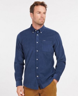 Dark Blue Men Barbour Ramsey Tailored Shirts | US-6314OAZDJ