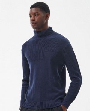 Dark Blue Men Barbour Steetley Roll-Neck Sweater | US-0729EQCFR