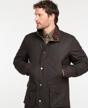 Dark Brown Men Barbour Hereford Waxed Jacket | US-4125LKDWO