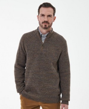 Dark Brown Men Barbour Horseford Half-Zip Sweater | US-8567ZRFYI