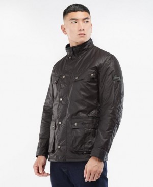 Dark Brown Men Barbour International Tourer Duke Waxed Jacket | US-8306PUVMQ