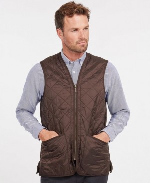 Dark Brown Men Barbour Polarquilt Waistcoat/Zip-In Liner Vest | US-8057MNLAG