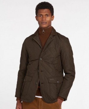 Dark Brown Men Barbour Quilted Lutz Quilted Jacket | US-6472WQYME