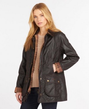 Dark Brown Women Barbour Beadnell® Waxed Jacket | US-0563YWNMI