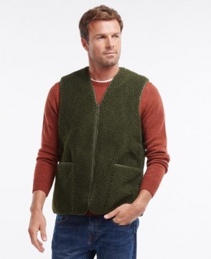 Dark Green Men Barbour Berber Liner Vest | US-2756YDKBG