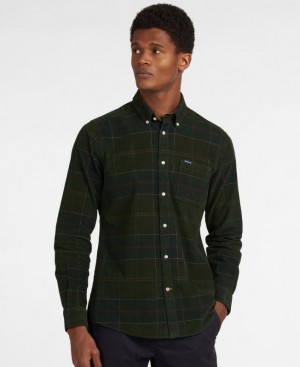 Dark Green Men Barbour Blair Tailored Shirts | US-2840ATOCL