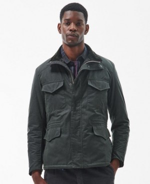 Dark Green Men Barbour Emble Waxed Jacket | US-2089QJMRY