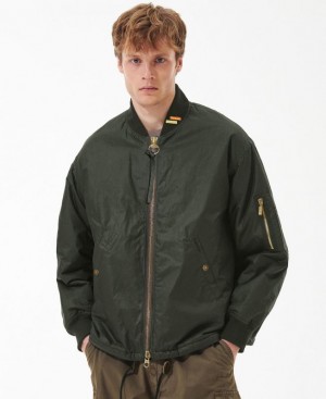 Dark Green Men Barbour Flyer Field Waxed Jacket | US-8360VTURF