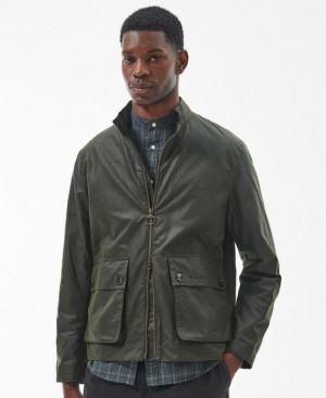 Dark Green Men Barbour Harton Waxed Jacket | US-7814WRMUX