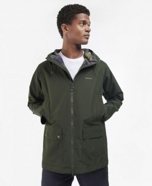 Dark Green Men Barbour Hooded Domus Waterproof Jacket | US-4235KGHDP