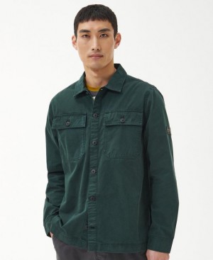 Dark Green Men Barbour International Adey Overshirt | US-0385SQTGD