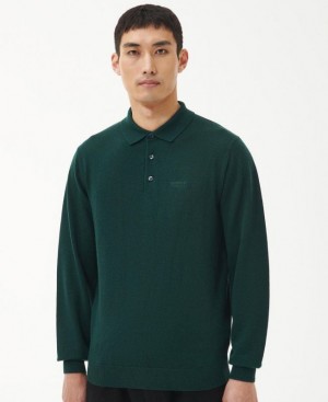 Dark Green Men Barbour International Merino Polo Shirt | US-2386SYTNZ