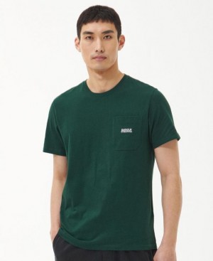 Dark Green Men Barbour International Radok Pocket T-Shirts | US-9638BJVZE