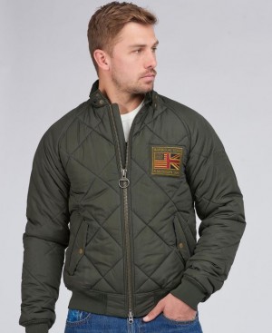 Dark Green Men Barbour International Steve McQueen Quilted Jacket | US-4078PRCBH