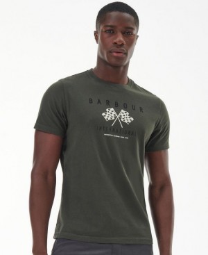 Dark Green Men Barbour International Victory T-Shirts | US-5086EWPIV