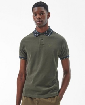 Dark Green Men Barbour Middleham Tailored Polo Shirt | US-4327JSMEX