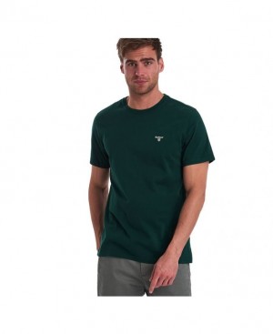 Dark Green Men Barbour Sports T-Shirts | US-1685MORZW