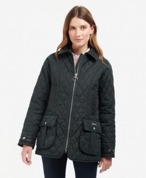 Dark Green Women Barbour Premium Beadnell Quilted Jacket | US-1560CIAVL