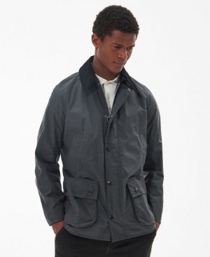 Dark Grey Men Barbour Ashby Waxed Jacket | US-5483RSMQJ