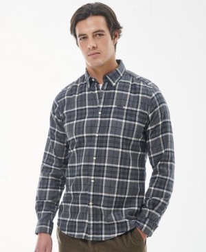 Dark Grey Men Barbour Deerpark Tailored Shirts | US-1754EWGDH