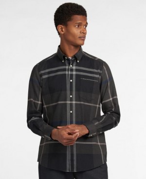 Dark Grey Men Barbour Dunoon Tailored Shirts | US-9170HUIXK