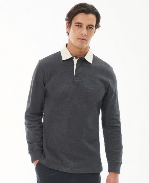 Dark Grey Men Barbour Howtown Rugby Shirts | US-3241OGAJV