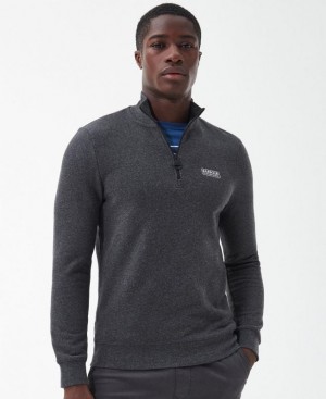 Dark Grey Men Barbour International Essential Half Zip Sweatshirt | US-6471ZUHPS