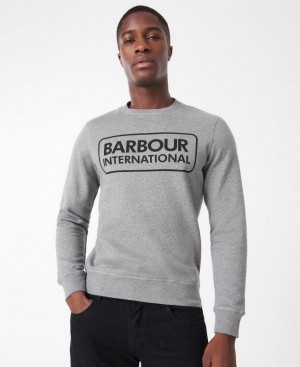 Dark Grey Men Barbour International Large Logo Sweatshirt | US-3840WAORU