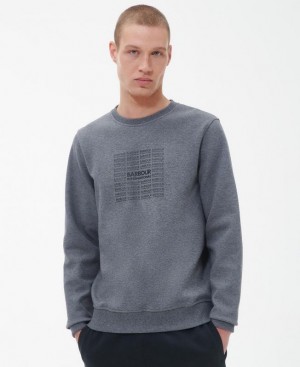 Dark Grey Men Barbour International Multi Crew Neck Sweatshirt | US-9764ZUPYH